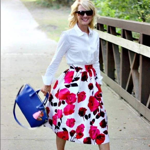 SAN JOY hi-lo bow front full floral skirt - Picture 4 of 12